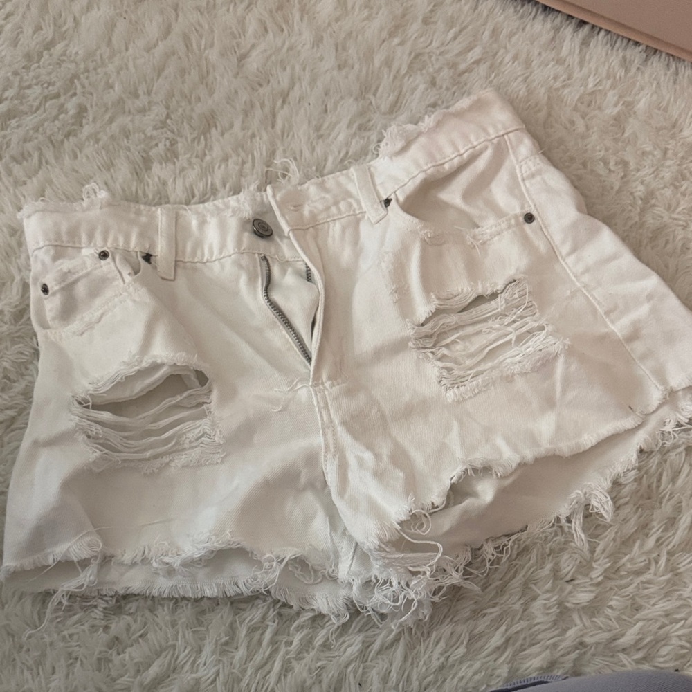 White Distressed Women’s Denim Shorts